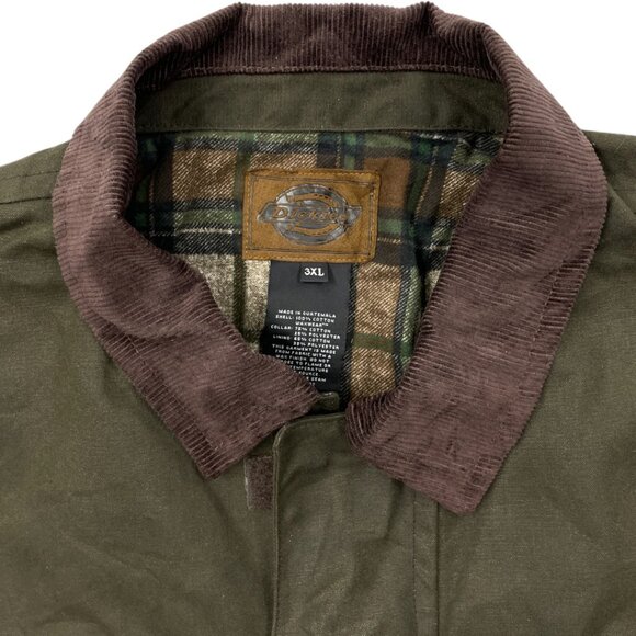 Dickies Green Waxed Cotton Flannel Lined Winter Waterproof Jacket Men's 3XL NEW - Picture 3 of 11